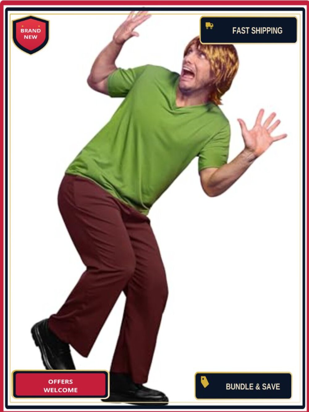 Mens Halloween Costume 4-Piece Funny Character Cosplay Outfit